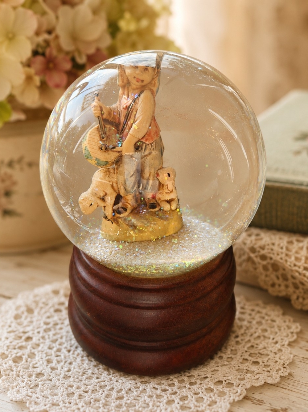 Fontanini Snow Globe  Boy and Puppies - Christmas